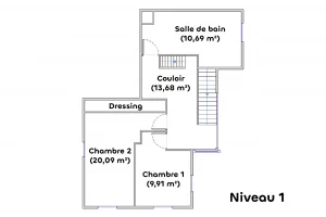 Plan niveau 1 maison Orschwiller (Alsace)