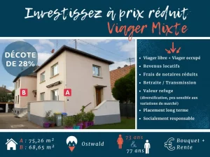 Maison en viager mixte (viager occupé & viager libre) à Ostwald (Strasbourg)