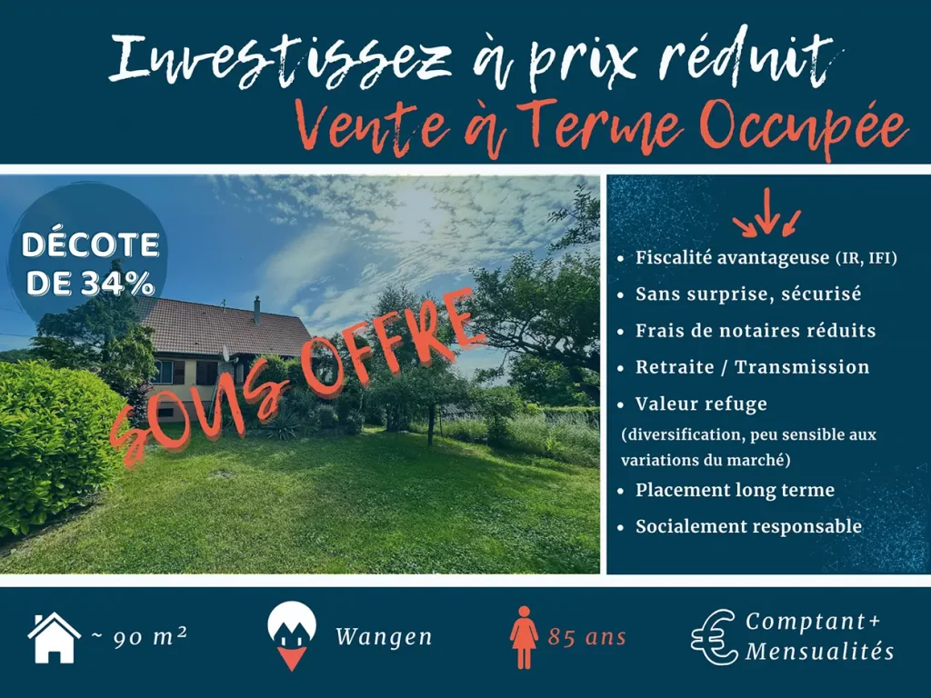 Wangen maison vente à terme occupée (Bas Rhin)